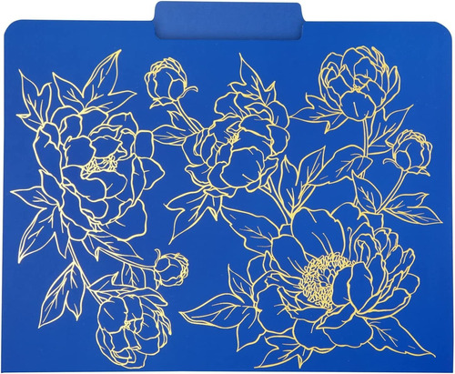 12 Pack Decorative File Folders With Gold Foil Designs, Flor
