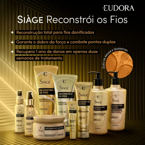 Shampoo Siage Reconstrói Os Fios 250ml