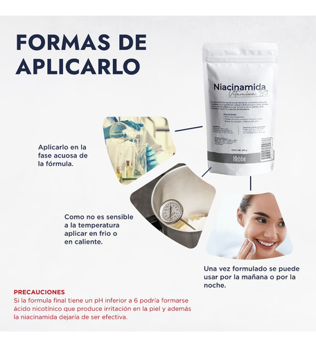 Imagen 10 de 10 de Niacinamida Niacina Cosmetico Facial Vitamina B3 Pura 250g