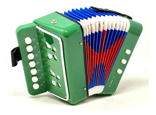 Acordeón Infantil Verde De Plástico Mini Pequeños Músicos