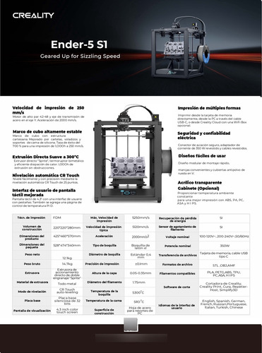 Impresora 3d Ender-5-s1 De Alta Temperatura Y Velocidad