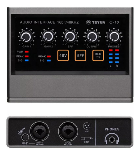 Usb2.0 Interface De Áudio Q-16 Placa De Som Versão 2025