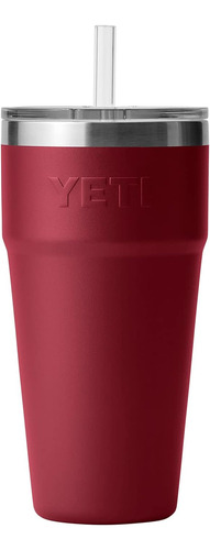 Vaso Yeti Rambler 750 Ml Aislada Con Popote, Rojo Cosecha