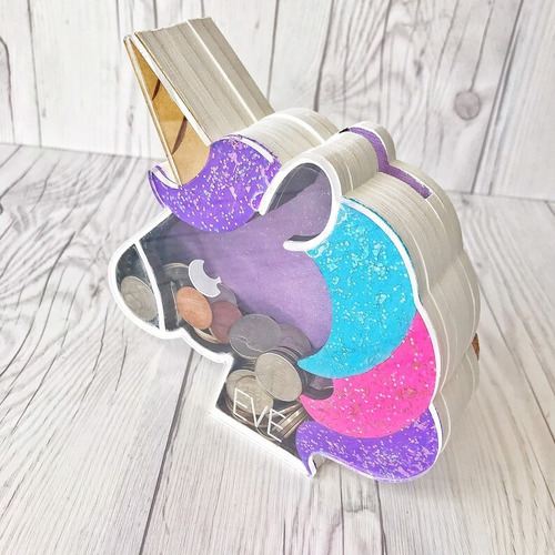 Alcancia Unicornio Caballito Colorido En Madera Dinero