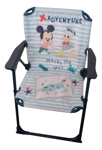 Silla Infantil Mickey Y Minnie Plegable Para Playa Color Celeste