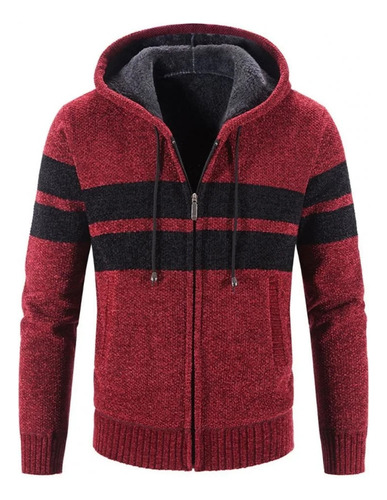 Suéter Con Capucha A Rayas Para Hombre, Suéter Con Bolsillos