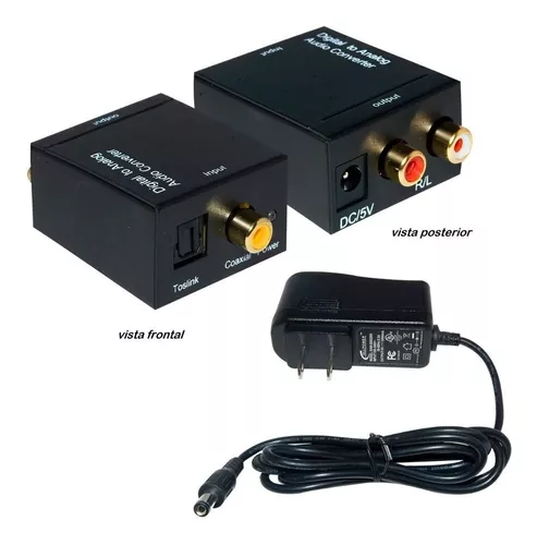 Convertidor de audio digital a analógico, convertidor digital  AUX/óptico/coaxial a analógico L/R RCA, convertidor DAC con agudos de  graves y ajuste de