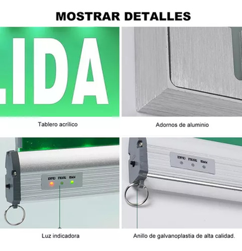 Letrero Lámpara De Emergencia Salida Doble Vista Con 8 Luces Led 3w Brillante Resistente Al Fuego Resplado Duradero