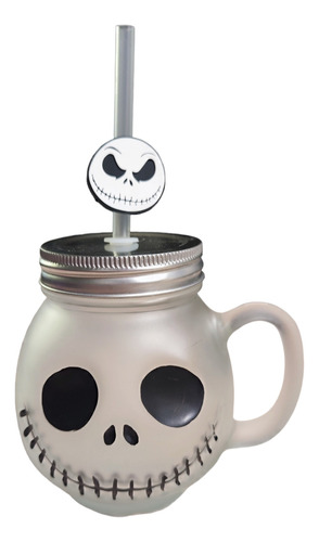 Termo Jack Skellington Cristal Con Tapa Tarro