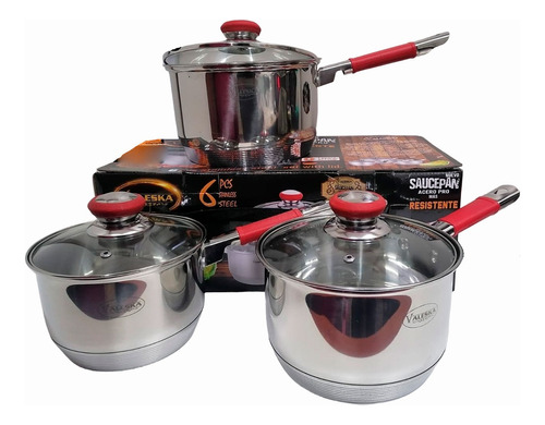 Juego De Ollas Valeska Modelo Saucepan 6pcs Acero Inoxidable