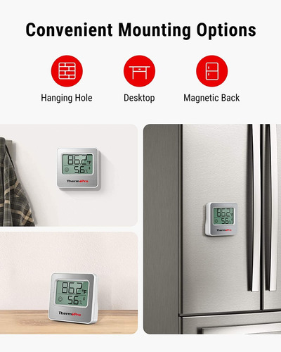 Imagen 5 de 9 de Termómetro Higrómetro Digital Bluetooth Thermopro Tp357 Indo