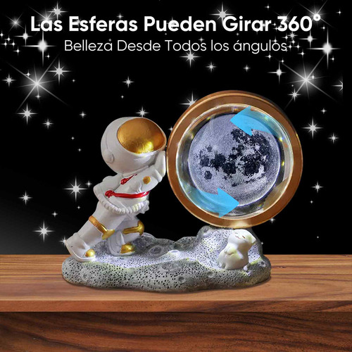 Luz Nocturna Led 3d Galaxy Bola De Cristal Lámparas De Mesa Luna