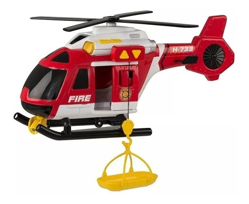 Helicoptero De Bombero Con Luz Y Sonido Teamsterz 35cm