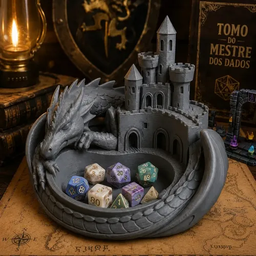 Dragão Medieval Decorativo Porta Objetos Geek Gamer Rpg Nerd