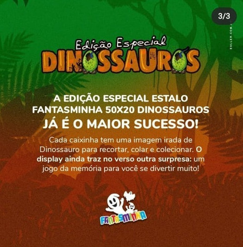 Imagem 5 de 8 de Estalos Fantasminha 50 X 20 Dinossauros - Biribinha