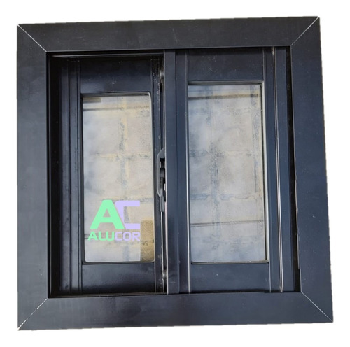 Ventiluz Para Baño Negro 60x30 Oferta Vidrio Claro Corredizo