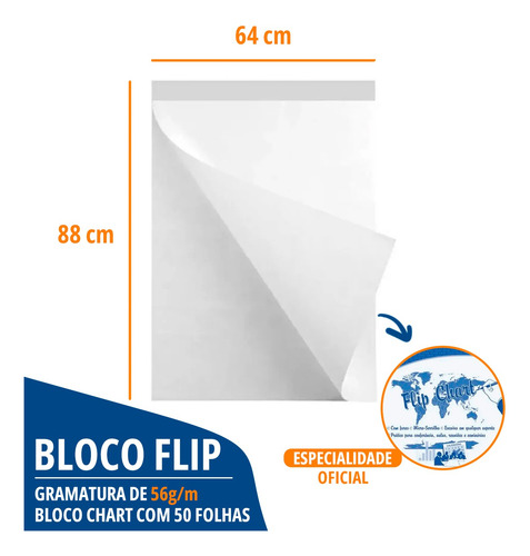 Bloco Flip Chart 80x63 50 Fls Serrilhado Curso Aula Online