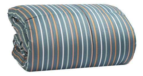 Acolchado Arredo Queen Size Reversible Rayas  Azul