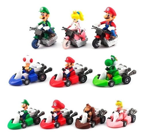 Super Mario Kart Set 10 Figuras A Fricción