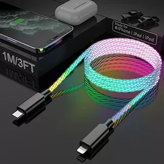 Charger Cable Para iPhone 14/13/12/pro/11/8/7/6 Rgb