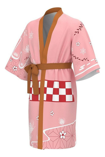 Caçador De Demônios Kamado Nezuko Fantasia Rosa Largo Bata D