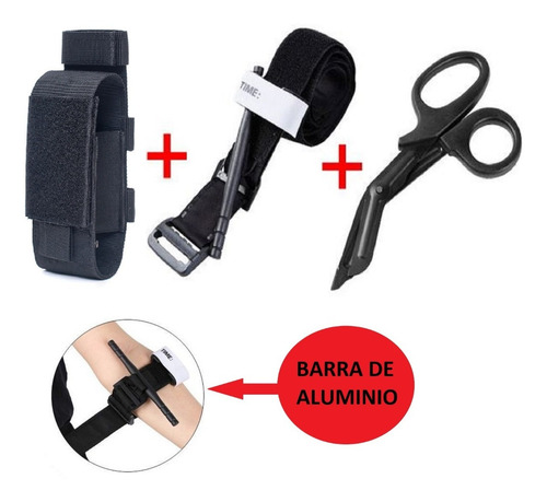 Torniquete Tactico Cat Aluminio+tijera+funda Kit Auxilio Mil
