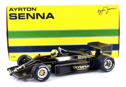 Miniatura Fórmula 1 Lotus 1985 Ayrton Senna 1:18 Minichamps Cor Preto