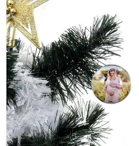 10 Bolinhas De Natal Personalizadas 6,5cm Foto Frente/verso