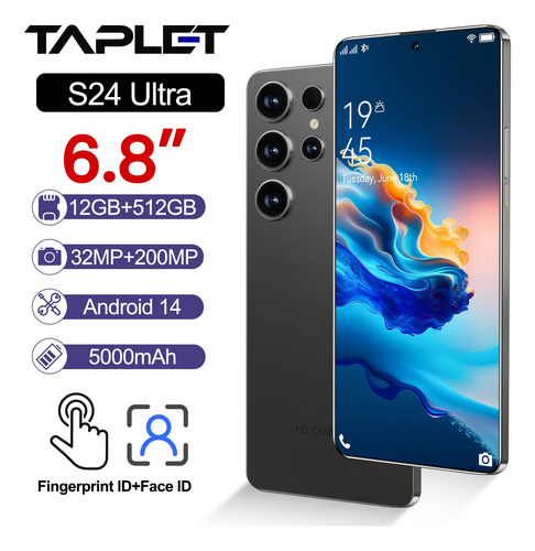 2025 Últimas El Precio Más Barato Generic S24 Ultra Dual Sim 12gb+512gb Soporta Red 4g/5g Wifi Celular Android 14 Smartphone 6.8 Pulgadas Pantalla