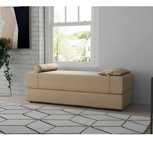 Sofá-cama Casal 3 Lugares Cecília Linho Bege