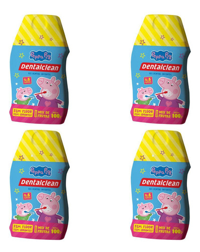 4x Gel Dental Infantil Peppa Pig Sem Fluor 100g -dentalclean