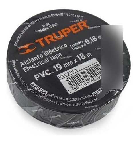 Huincha Aisladora Negra 3/4 X 18 Mts Truper Profesional