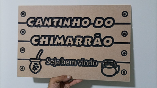 Imagem 3 de 3 de Placa Decorativa Entalhada Em Mdf 6mm Cantinho Do Chimarrão