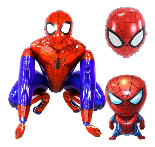 Pack 3 Globos Metalicos Temática Superheroe Araña Rojo