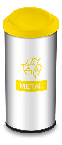 Lixeira Seletiva Para Metal Amarela Tampa Basculante 40,5l