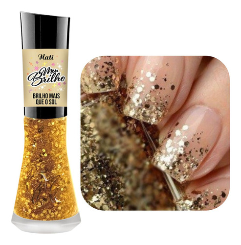 Esmalte Nati Brilho Mais Que O Sol Nova Coleção Meu Brilho Cor Dourado