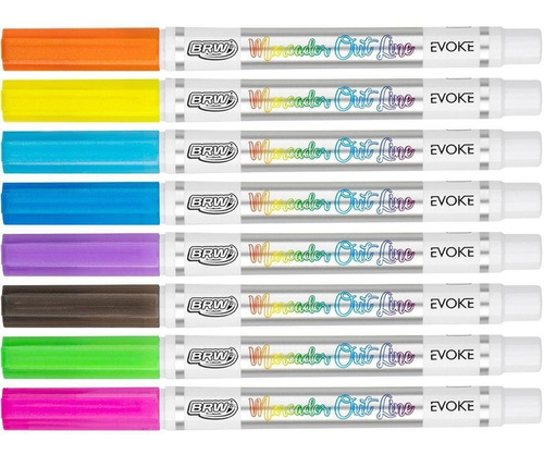 Kit Canetas Coloridas Lettering Outline Evoke  08 Cores Brw
