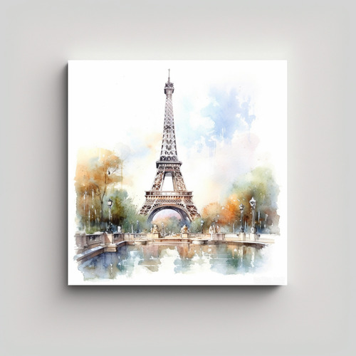 20x20cm Cuadro Paisaje Paris Torre Eiffel Decoración Arte