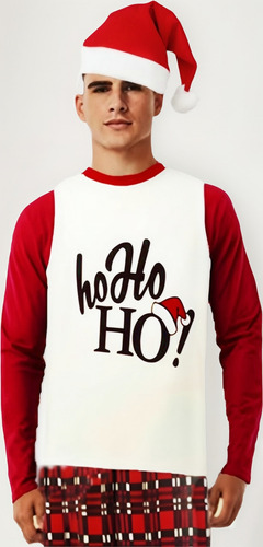 Playera Navidad Con Gorro Hohoho Manga Larga Para Hombre