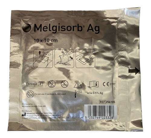 Apósito Melgisorb Ag Antimicro 10x10 Alginato Ag Celulosa