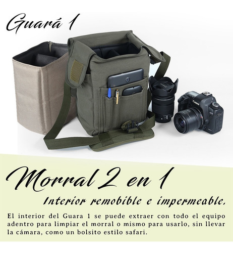 Imagen 6 de 6 de Morral Fotografico P/ Nikon D7500 Multitac Guara 1 Bolso Fun
