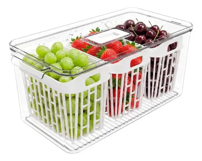 Organizador Com 3 Cestos 6l Cor Cristal  Dry Coza