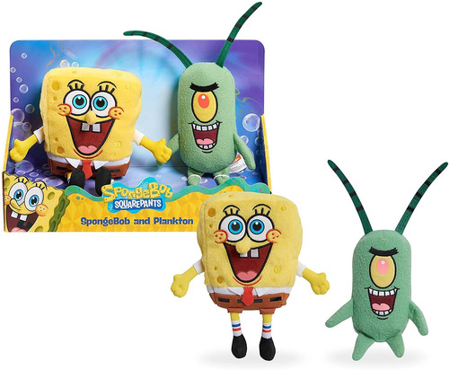 Peluche De Plankton Y Bob Esponja 2 Piezas 17.8 Cm 15.