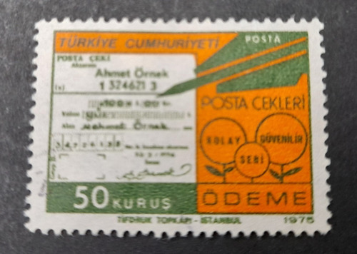 Sello Postal Turquia - Postales Y Telecomunicaciones 1975