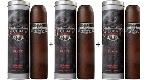 3 Perfumes Cuba Black 100 Ml - Lacrado - Selo Autenticidade Adipec