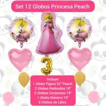 Comprar Set 12 Globos Decoración Cumpleaños Princesa Peach Mario 