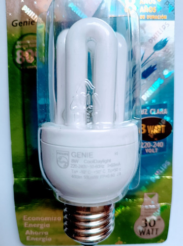 Foco Ahorrador Mod Genie 8w 220v E27 Luz Día 400lm Philips