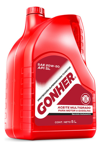 Aceite Para Motor Mineral 20w50 5 Litros Gonher Gt Turbo Sl