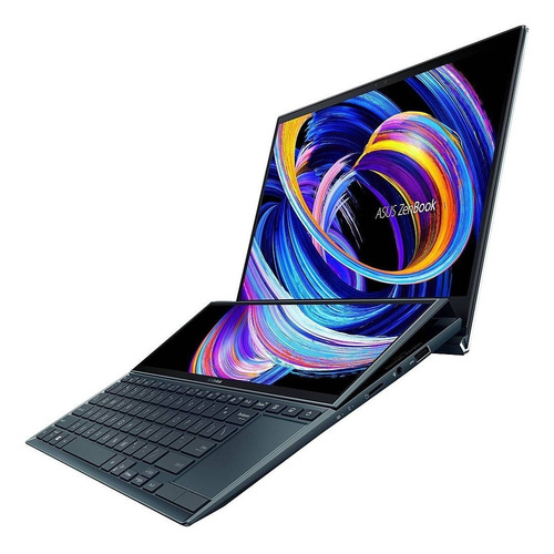 Ultrabook gamer Asus ZenBook Pro Duo UX482EG azul celestial táctil 14", Intel Core i7 1165G7 16GB de RAM 1 TB SSD, NVIDIA GeForce MX450 1920x1080px Windows 10 Home