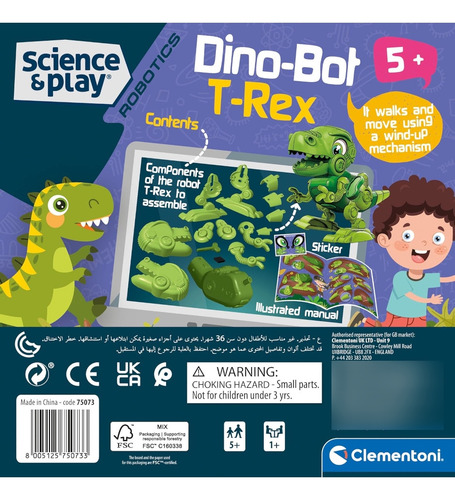 Clementoni- Dino Bot T-rex, Set Armar Y Aprender Robótica